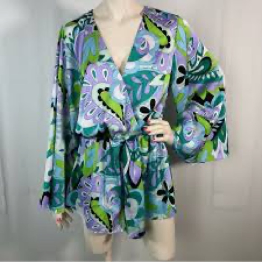 Vibrant Green and Purple Floral Romper